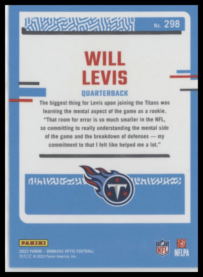 2023 Donruss Optic #298 Will Levis