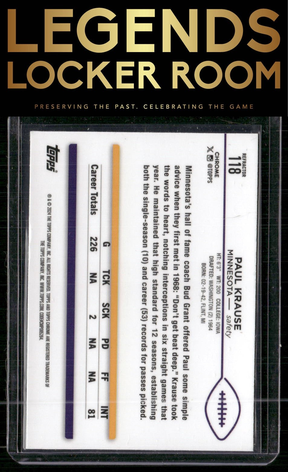 2024 Topps Chrome #118 Paul Krause Refractor