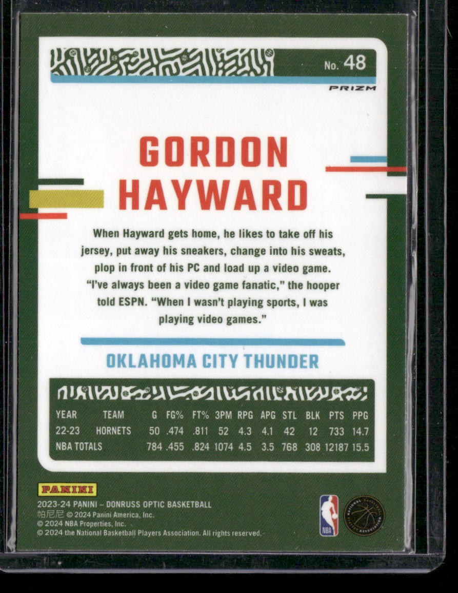2023-24 Donruss Optic #48 Gordon Hayward Blue Velocity