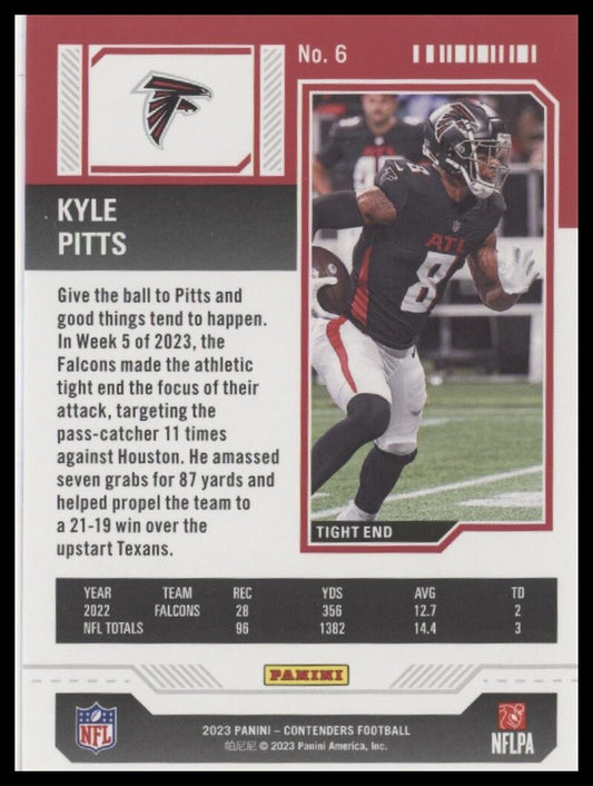 2023 Panini Contenders #6 Kyle Pitts Season Ticket Retail