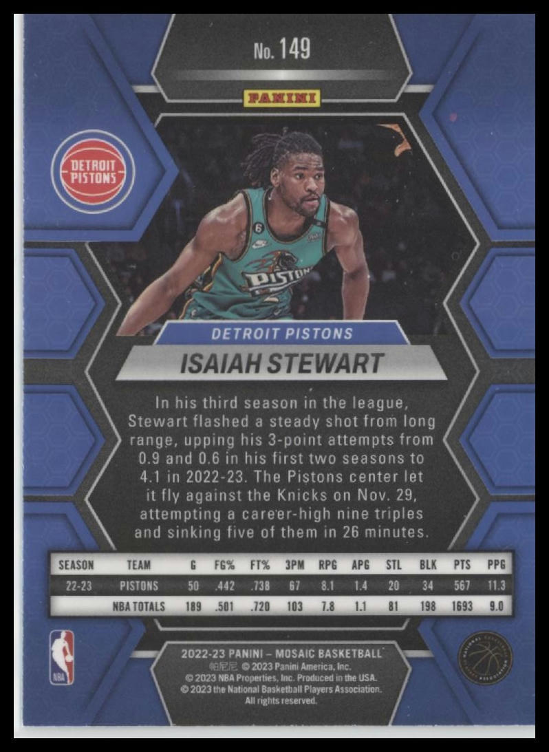 2022-23 Panini Mosaic #149 Isaiah Stewart