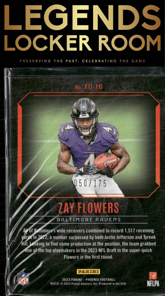 2023 Panini Phoenix #FU-16 Zay Flowers Fired Up Pink #/175
