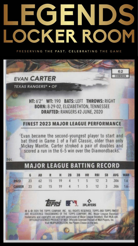 2024 Finest #62 Evan Carter