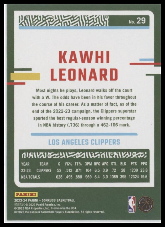 2023-24 Donruss #29 Kawhi Leonard