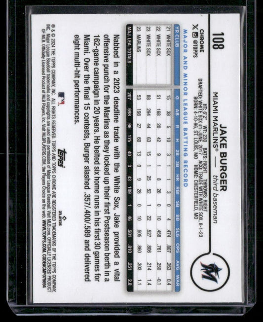 2024 Topps Chrome #108 Jake Burger Sepia Refractors