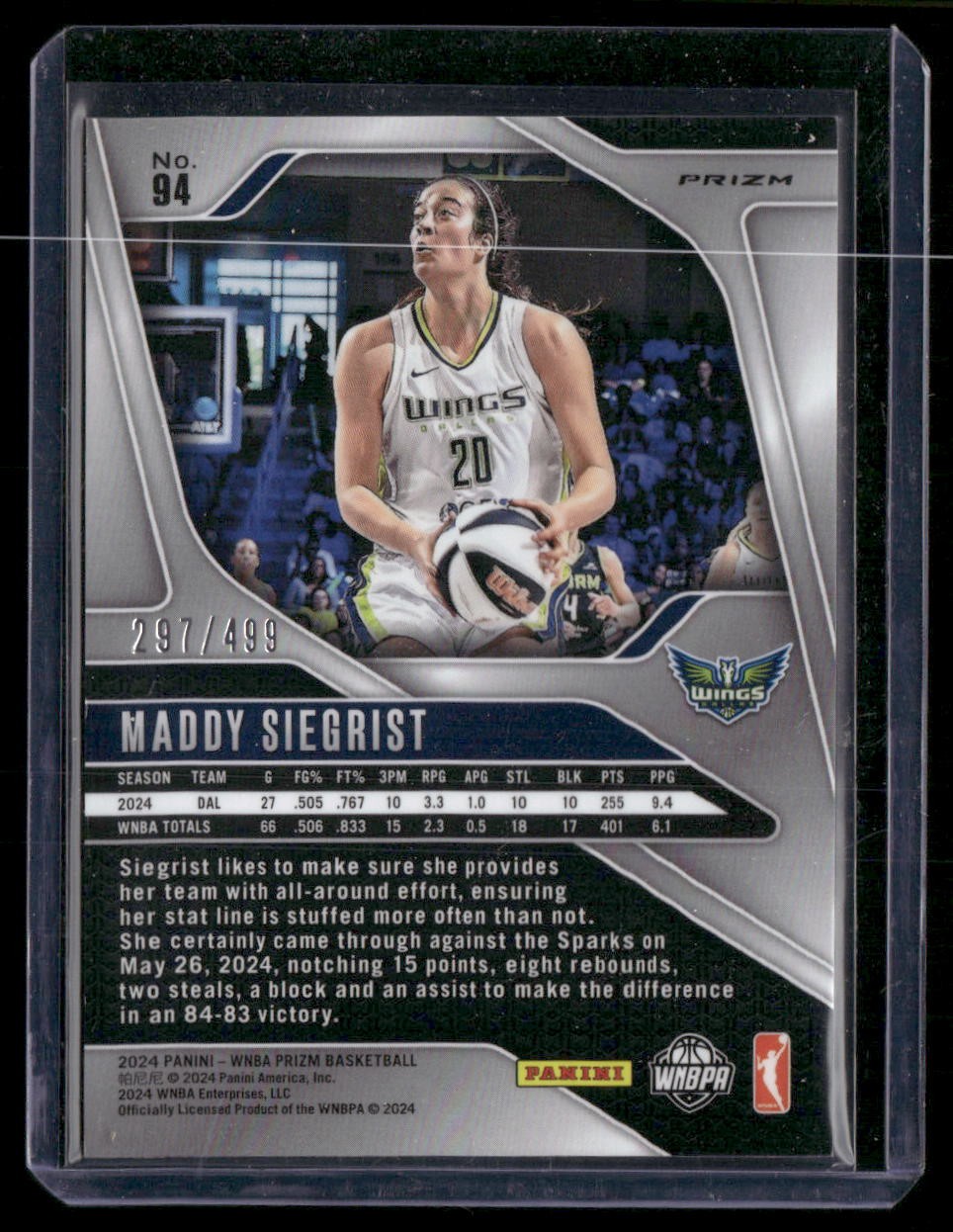 2024 Panini Prizm WNBA #94 Maddy Siegrist Pulsar Prizms #/499