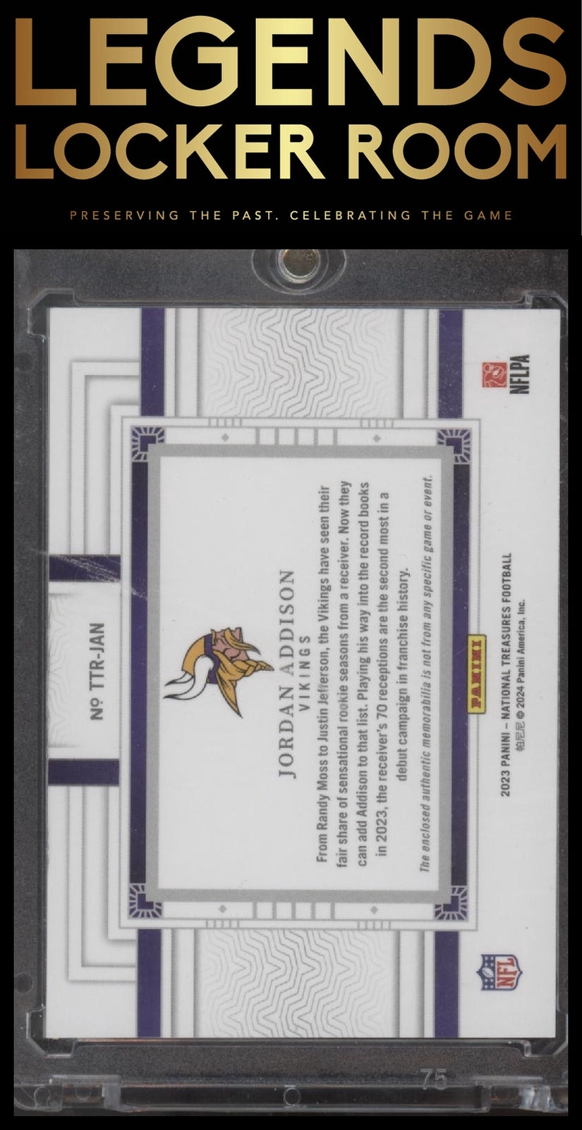 2023 Panini National Treasures Jordan Addison Tremendous Treasures Rookies /25