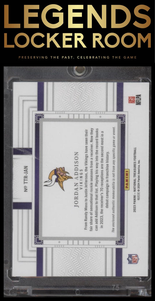 2023 Panini National Treasures Jordan Addison Tremendous Treasures Rookies /25