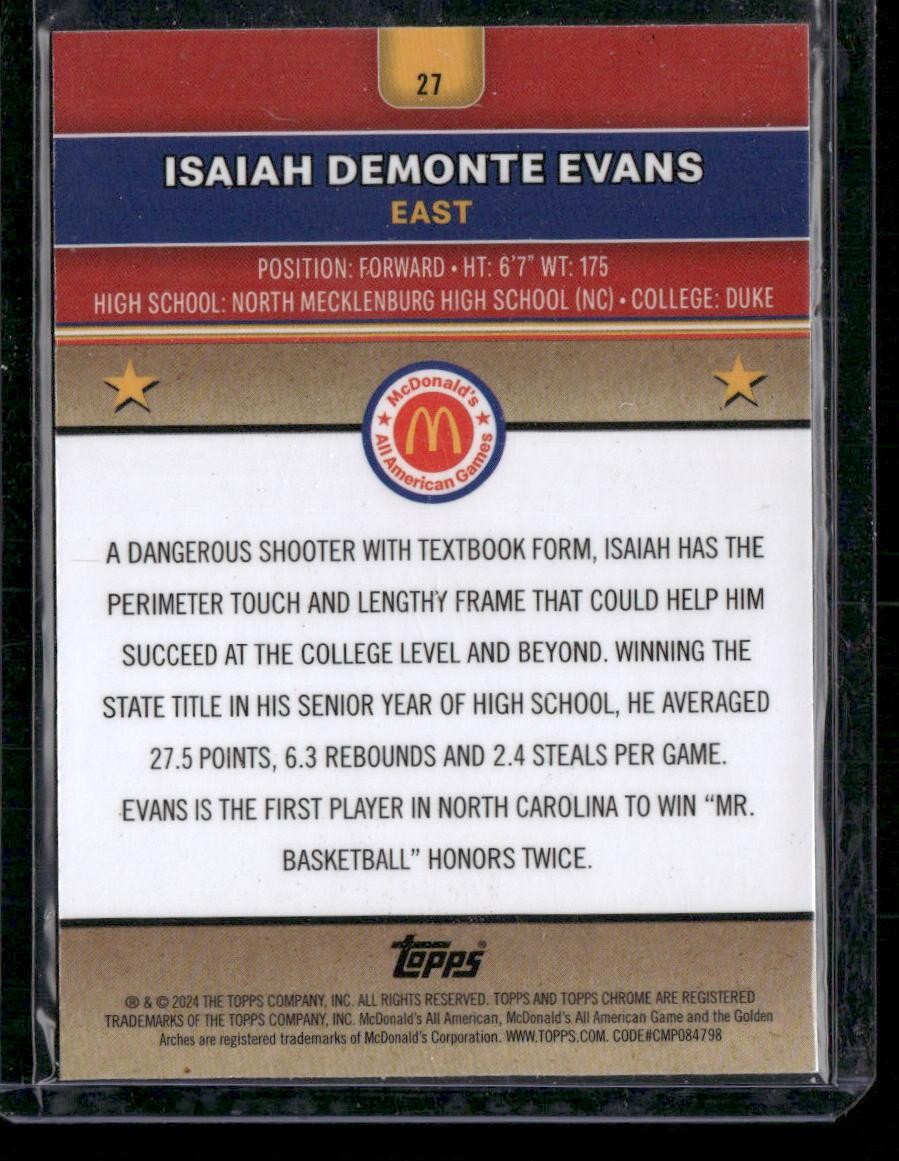 2024 Topps Chrome McDonald's All-American #27 Isaiah Demonte Evans
