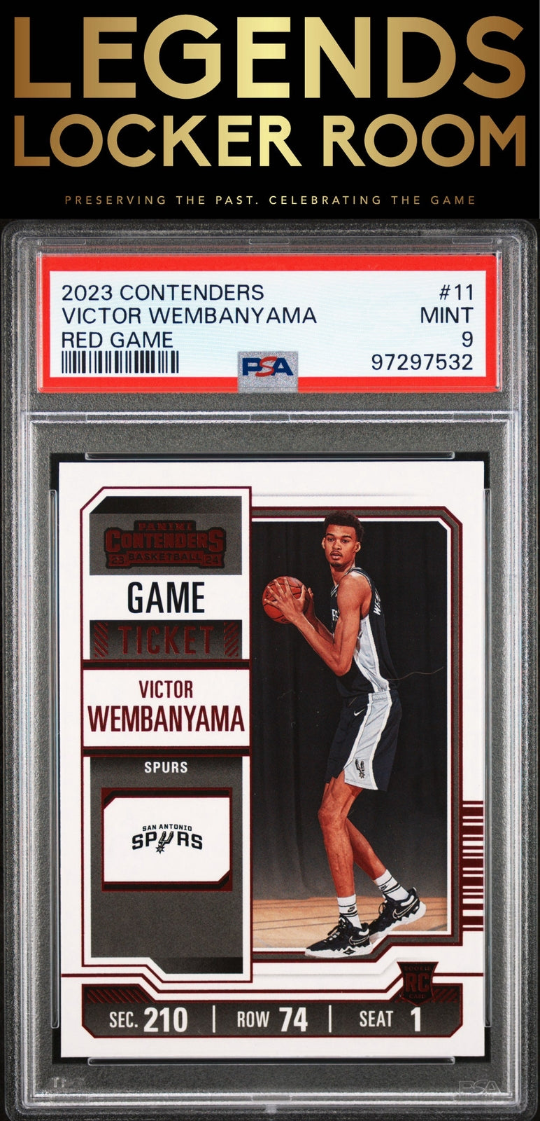2023 Panini Contenders #11 Victor Wembanyama Red Game PSA 9