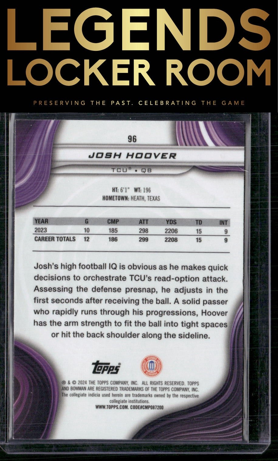 2024 Bowman University Best #96 Josh Hoover Green Mini Diamond Refractor #/99