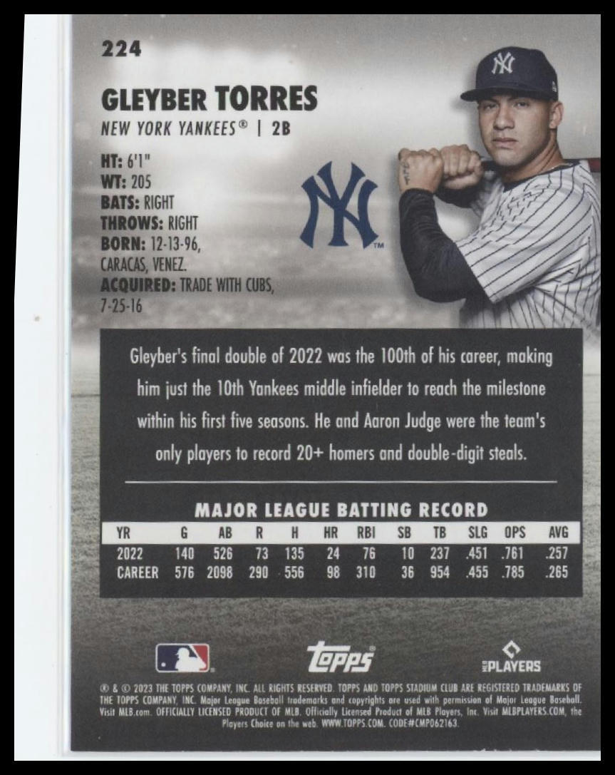 2023 Stadium Club #224 Gleyber Torres