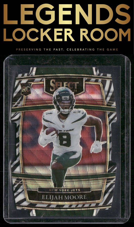 2021 Panini Select #56 Elijah Moore Zebra Prizm Die Cut