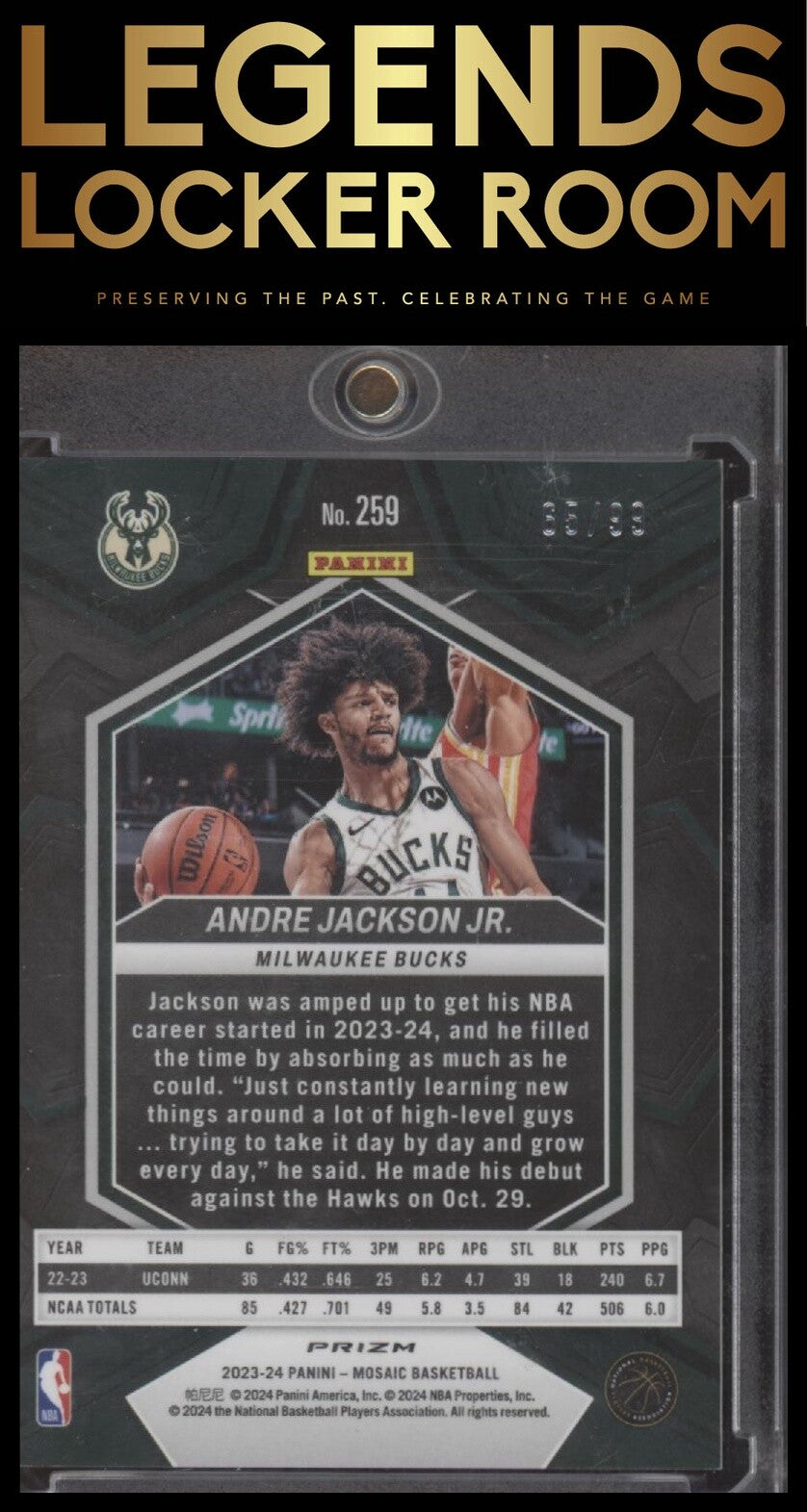 2023-24 Panini Mosaic #259 Andre Jackson Jr. Purple #/99