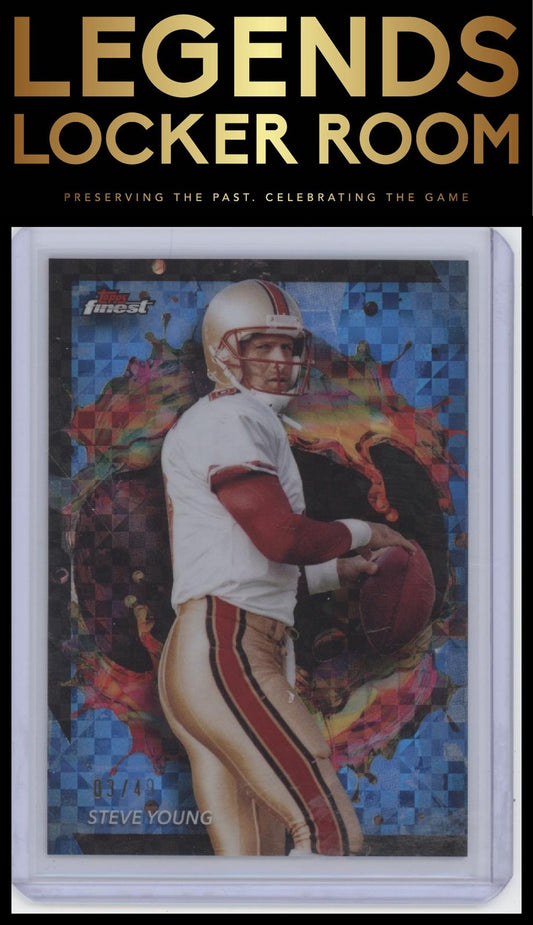2024 Finest #241 Steve Young Blue Checkerboard Refractor #/49