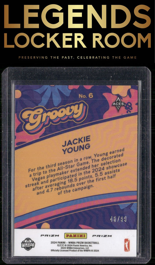 2024 Panini Prizm WNBA #6 Jackie Young Groovy Prizms Red #/99