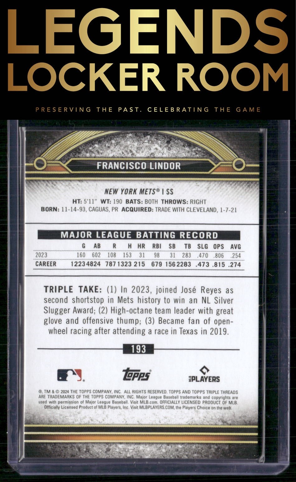 2024 Topps Triple Threads #193 Francisco Lindor Aquamarine #/149