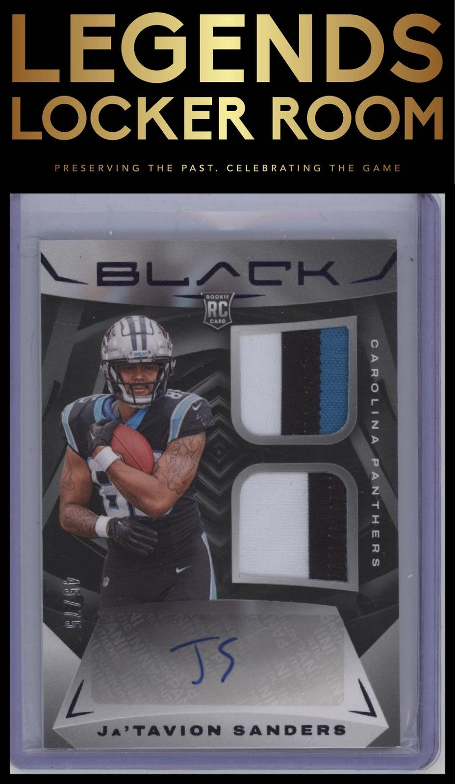 2024 Panini Black Ja'Tavion Sanders Rookie Signature Materials Royal #/75