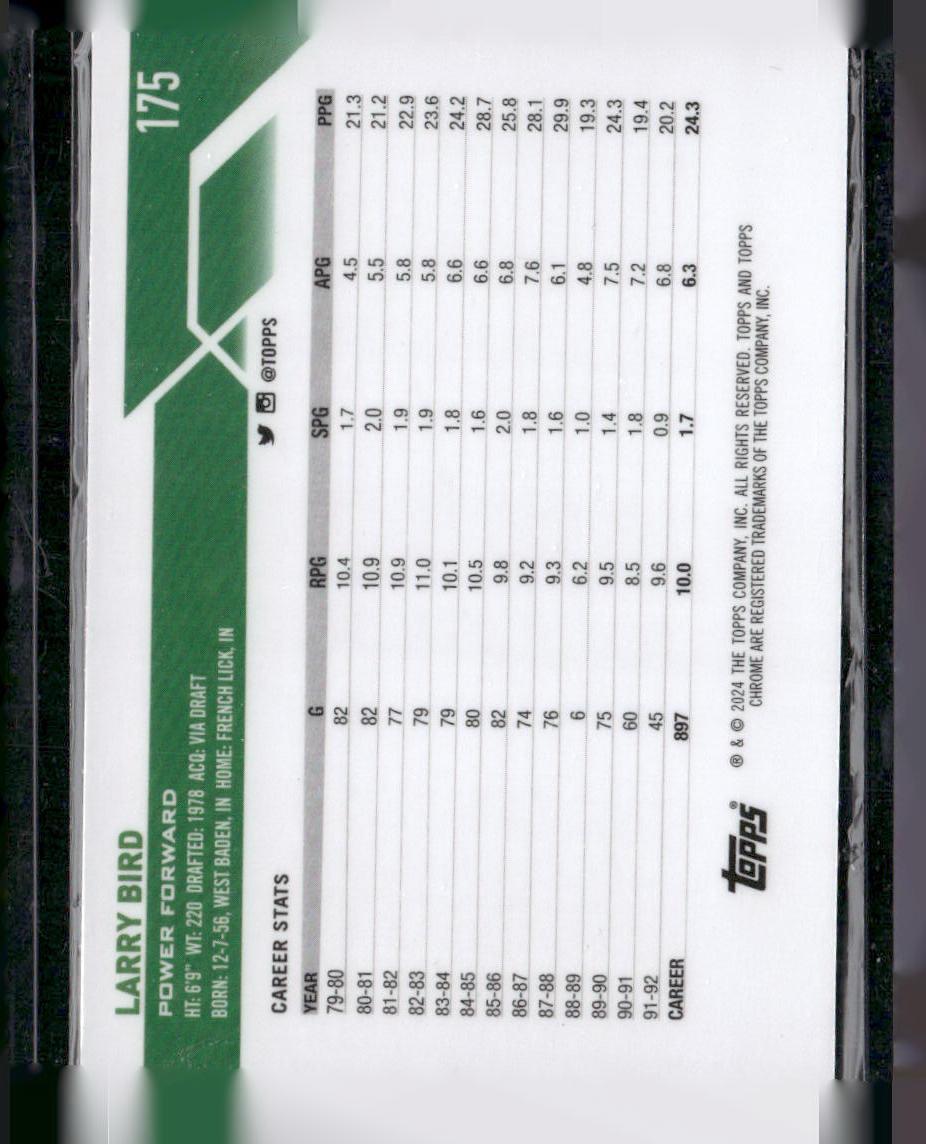 2023-24 Topps Chrome #175 Larry Bird