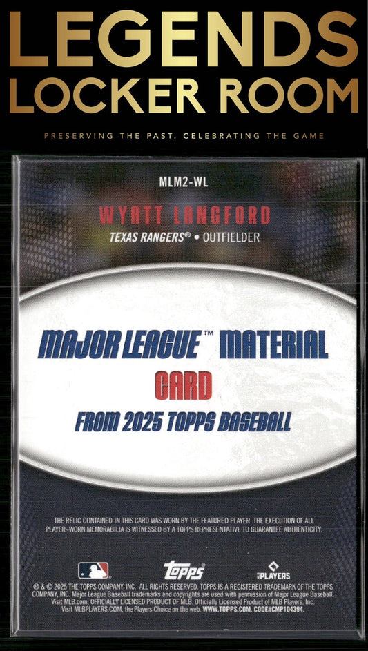 2025 Topps #MLM2-WL Wyatt Langford Major League Material Relics (Series Two)