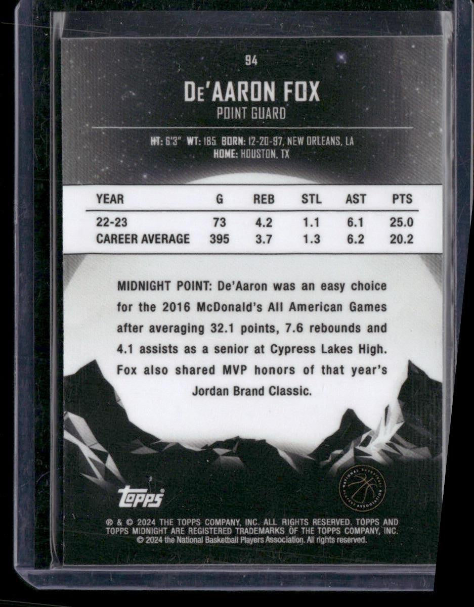 2023-24 Topps Midnight #94 De'Aaron Fox /149