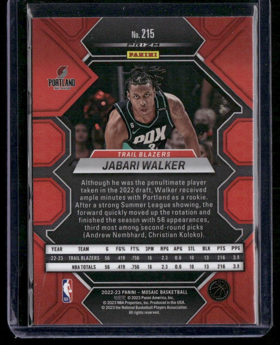 2022-23 Panini Mosaic #215 Jabari Walker Green