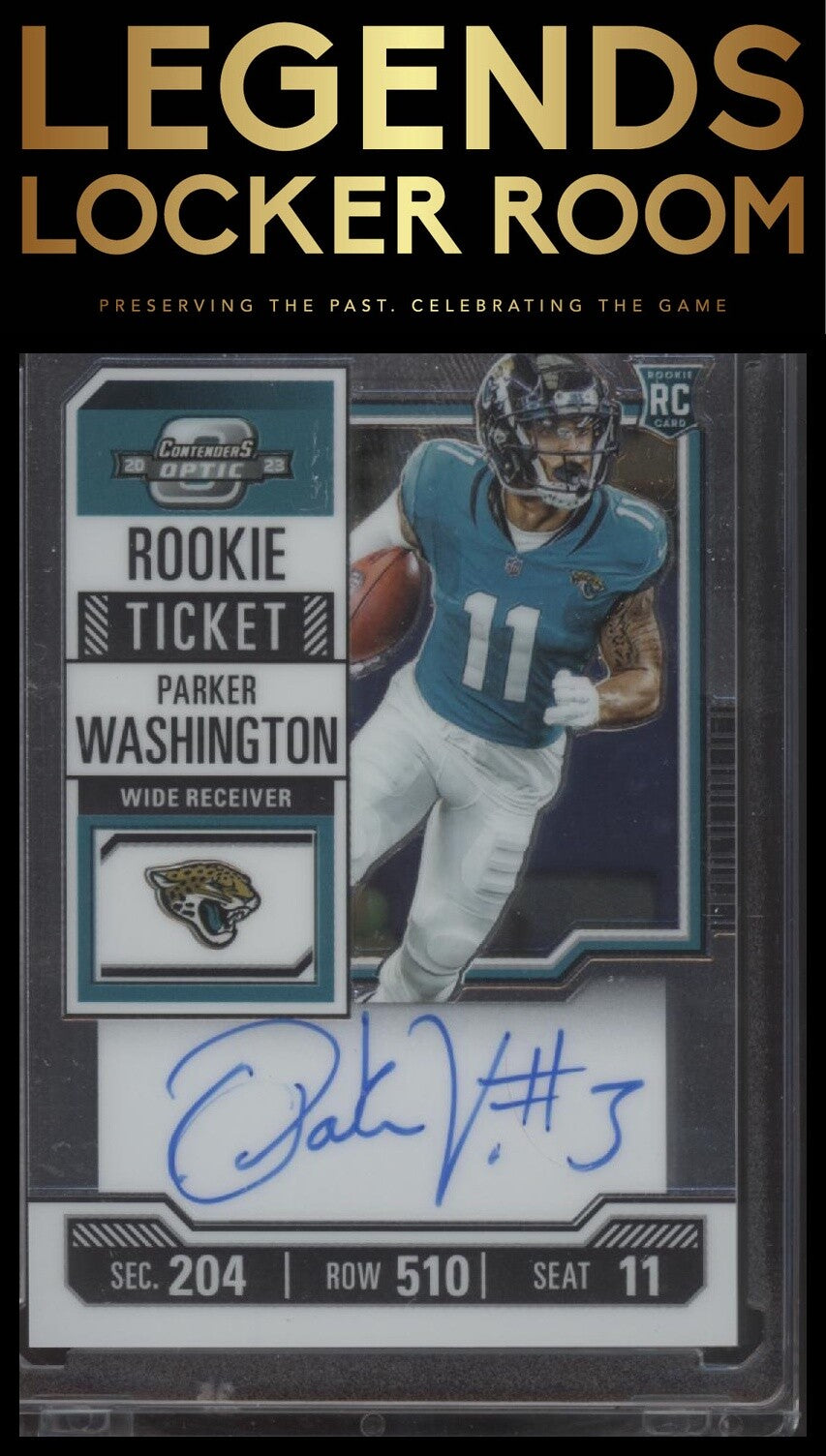 2023 Panini Contenders Optic #127 Parker Washington  Rookie Ticket Autograph