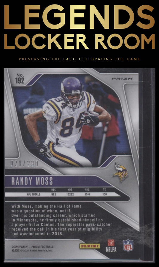 2024 Panini Prizm #192 Randy Moss Blue Wave #/230