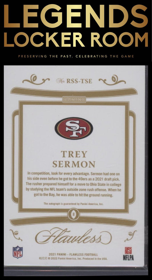 2021 Panini Flawless #RSS-TSE Trey Sermon Rookie Shadow Signatures Silver #/20
