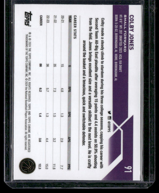 2023-24 Topps Chrome Sapphire #91 Colby Jones