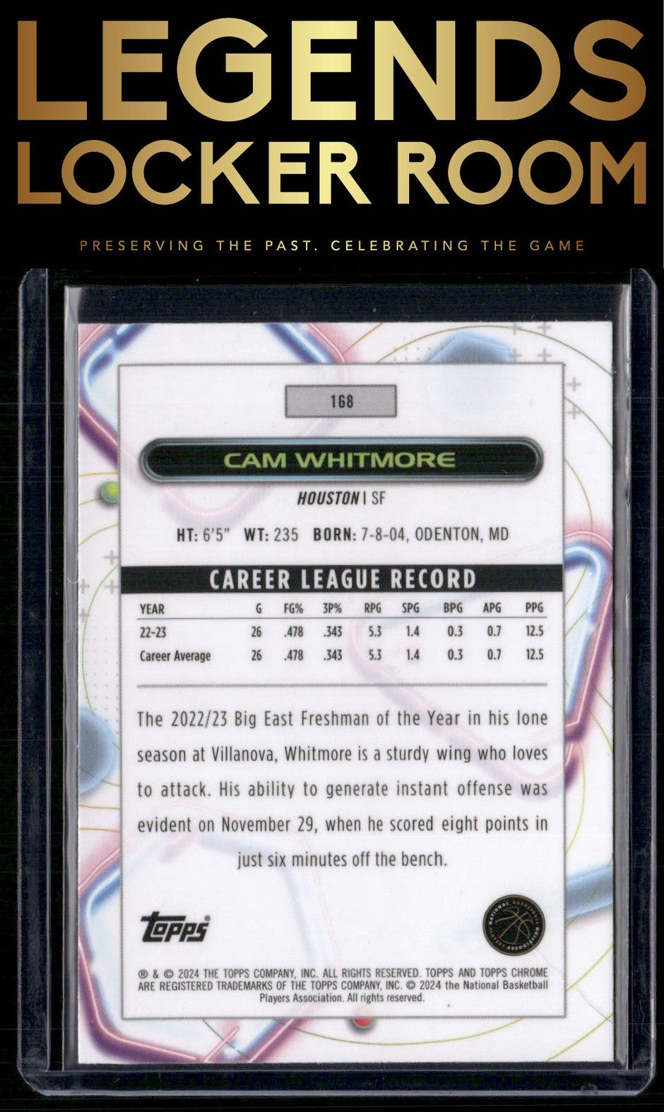 2023-24 Topps Chrome Cosmic #168 Cam Whitmore