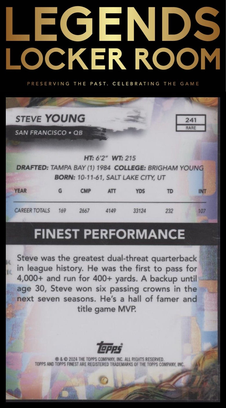 2024 Finest #241 Steve Young Blue Checkerboard Refractor #/49
