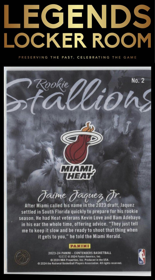 2023-24 Panini Contenders #2 Jaime Jaquez Jr. Rookie Stallions