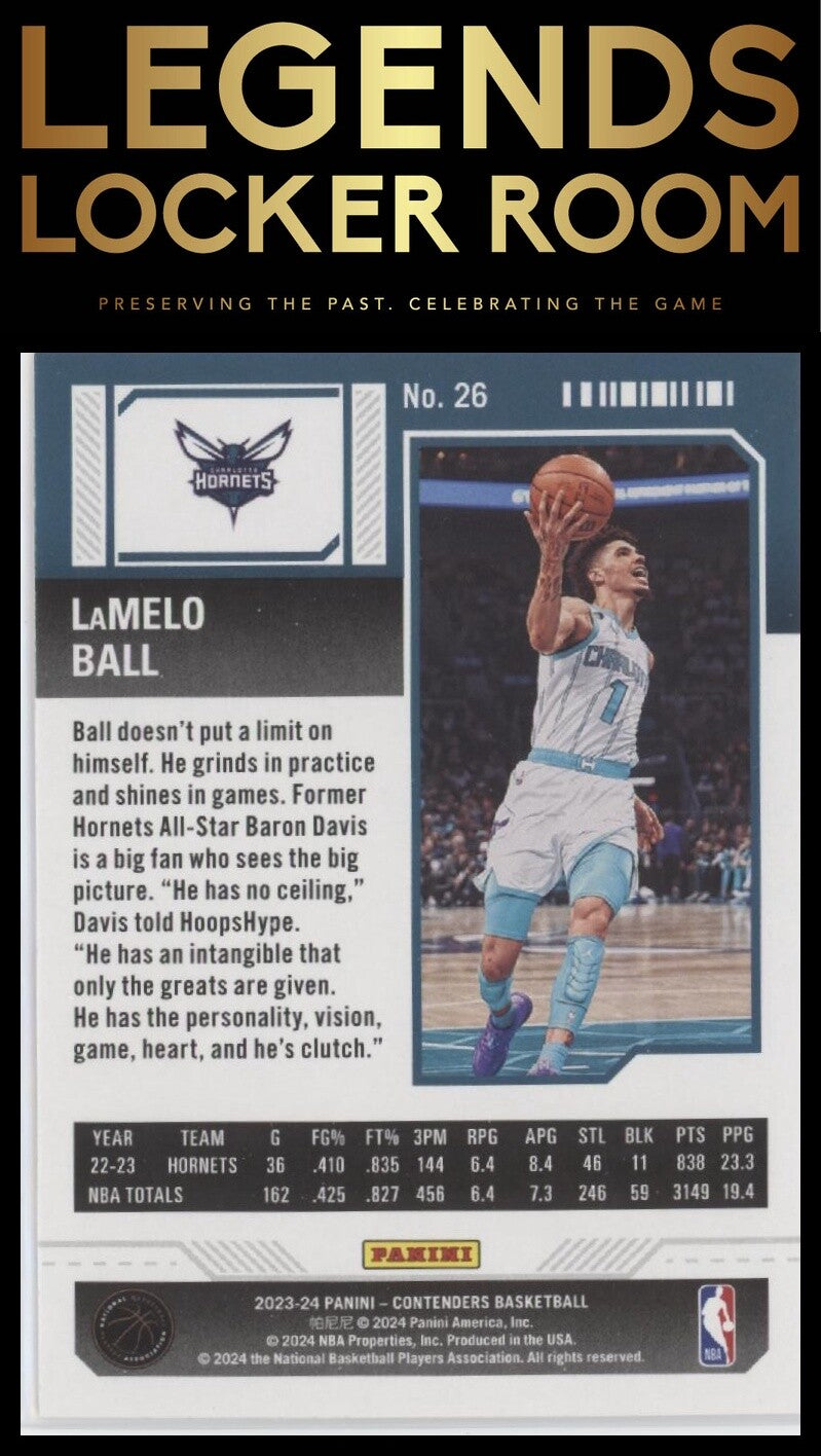 2023-24 Panini Contenders #26 LaMelo Ball Season Ticket Retail