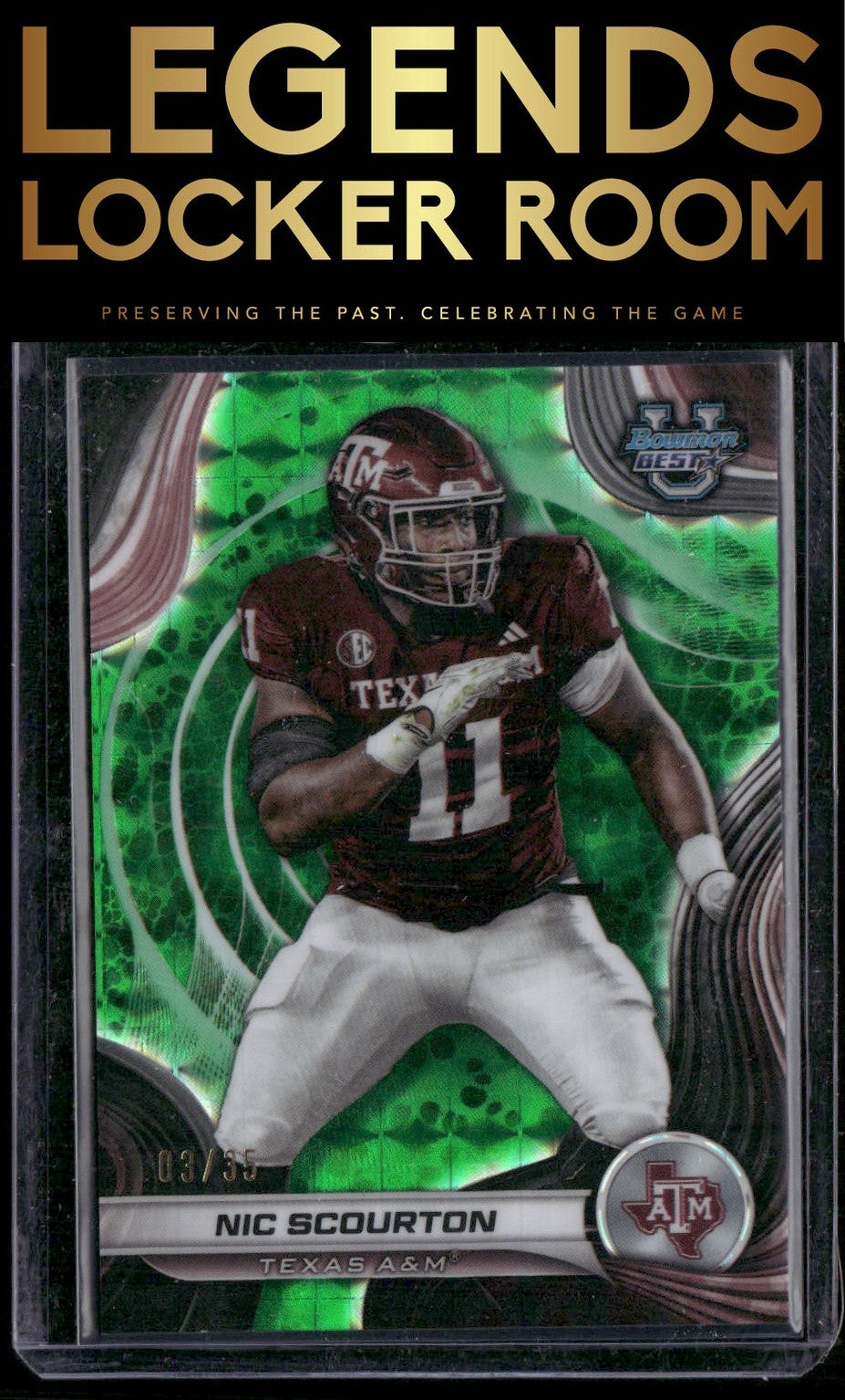 2024 Bowman University Best #59 Nic Scourton Lime Green Geometric Refractor #/35