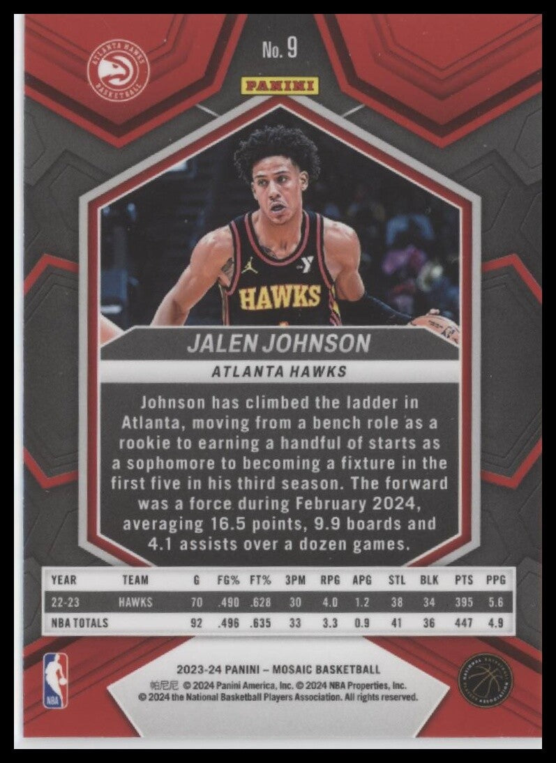 2023-24 Panini Mosaic #9 Jalen Johnson