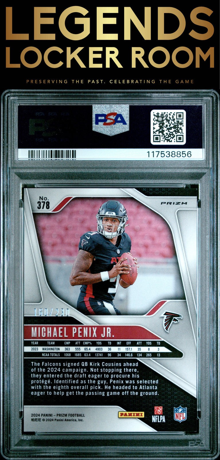 2024 Panini Prizm #378 Michael Penix Jr. Blue Wave PSA 10