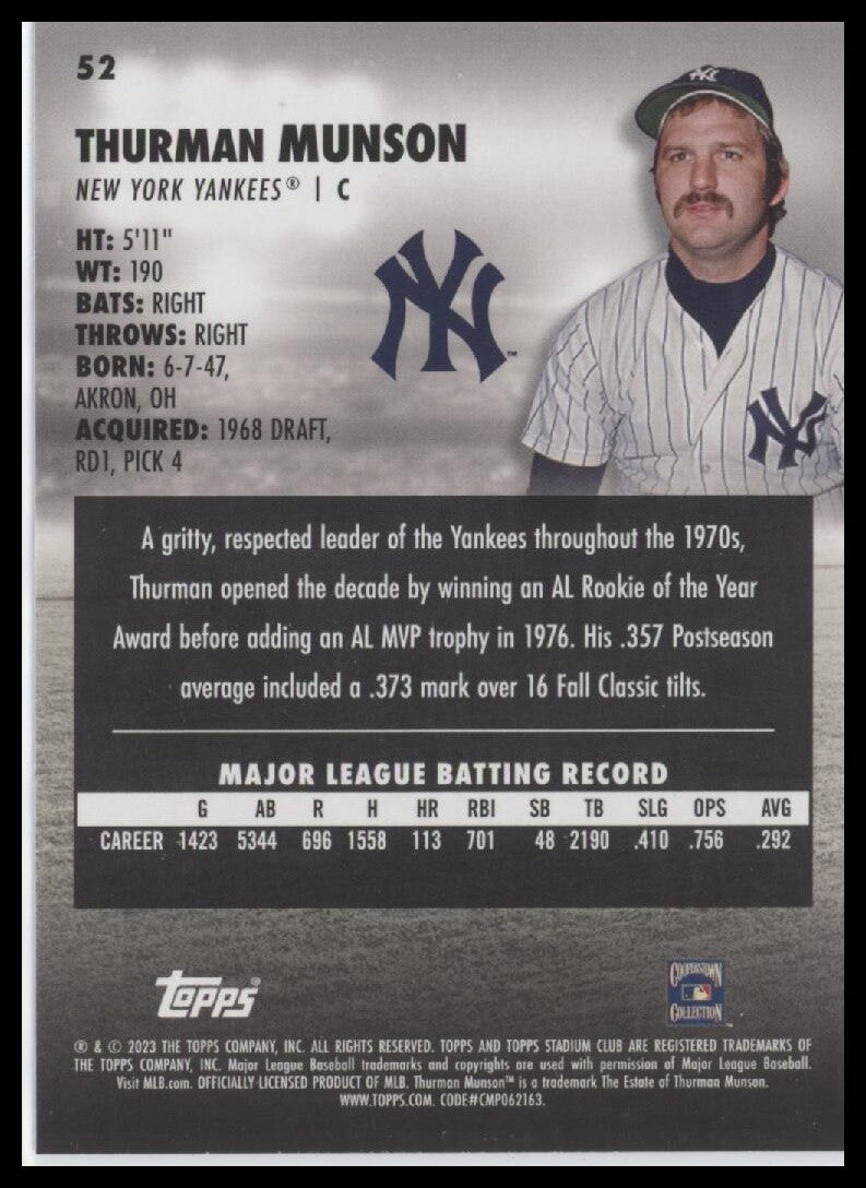 2023 Stadium Club #52 Thurman Munson