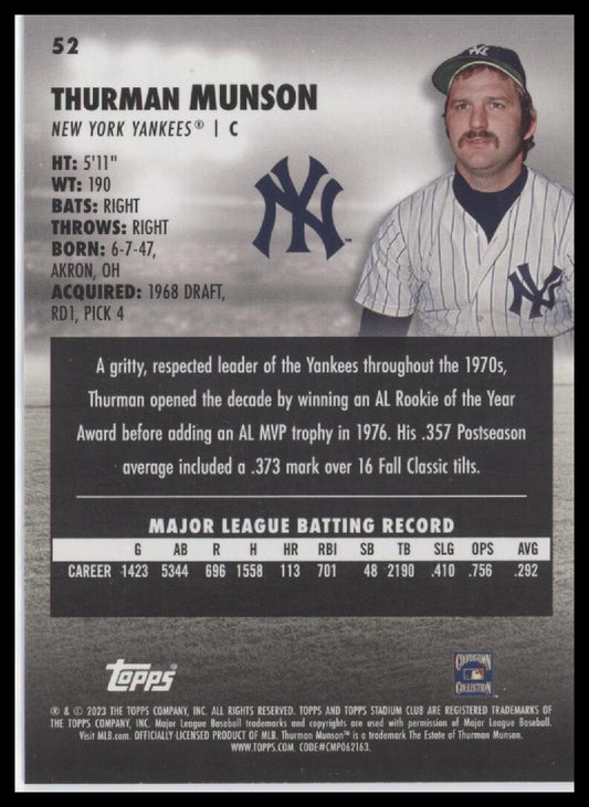 2023 Stadium Club #52 Thurman Munson