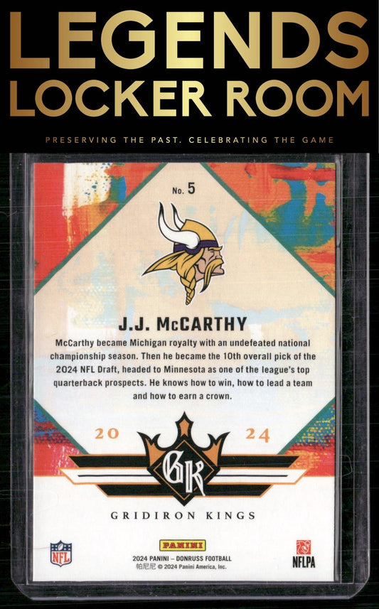 2024 Donruss #5 J.J. McCarthy Rookie Gridiron Kings