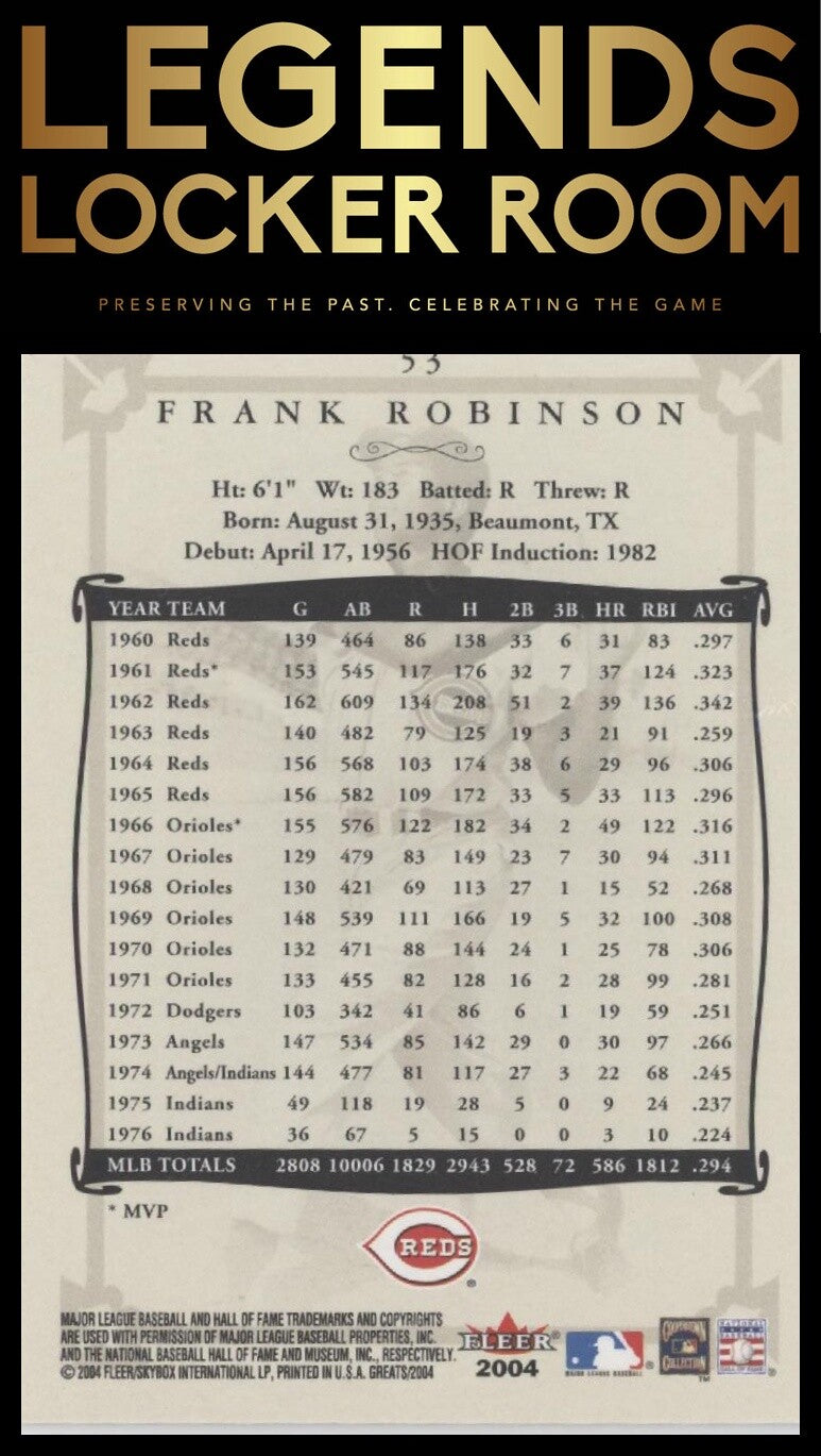 2004 Fleer Greats of the Game #53 Frank Robinson