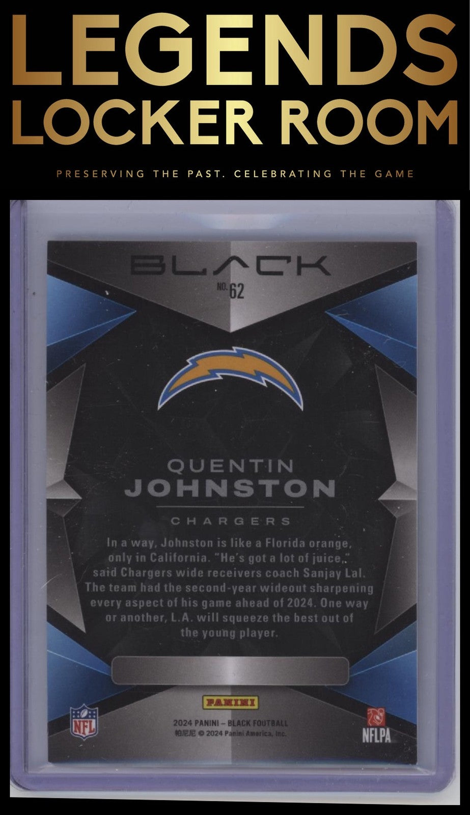 2024 Panini Black #62 Quentin Johnston Royal #/75