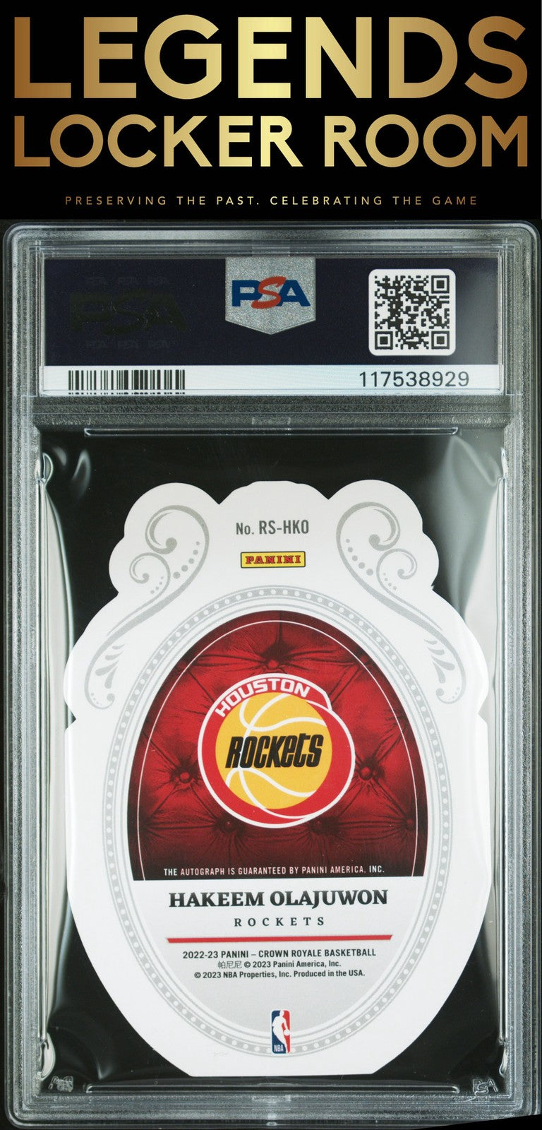 2022 Panini Crown Royale Royal Signatures Hakeem Olajuwon Fotl /17 PSA 10