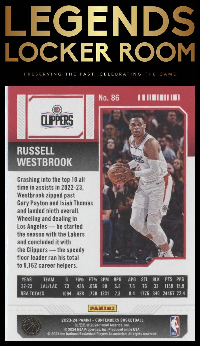 2023-24 Panini Contenders #86 Russell Westbrook Season Ticket Retail