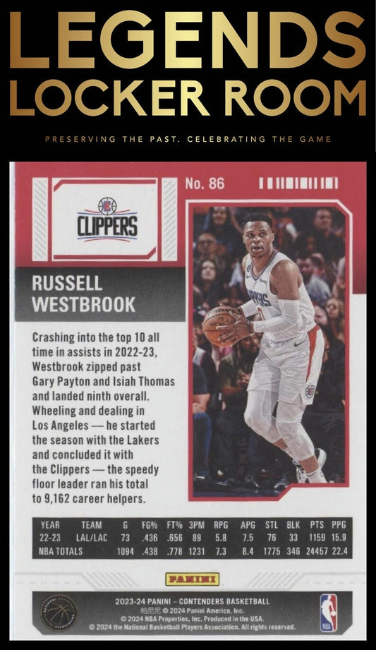 2023-24 Panini Contenders #86 Russell Westbrook Season Ticket Retail