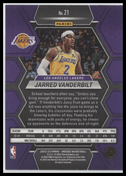 2022-23 Panini Mosaic #21 Jarred Vanderbilt