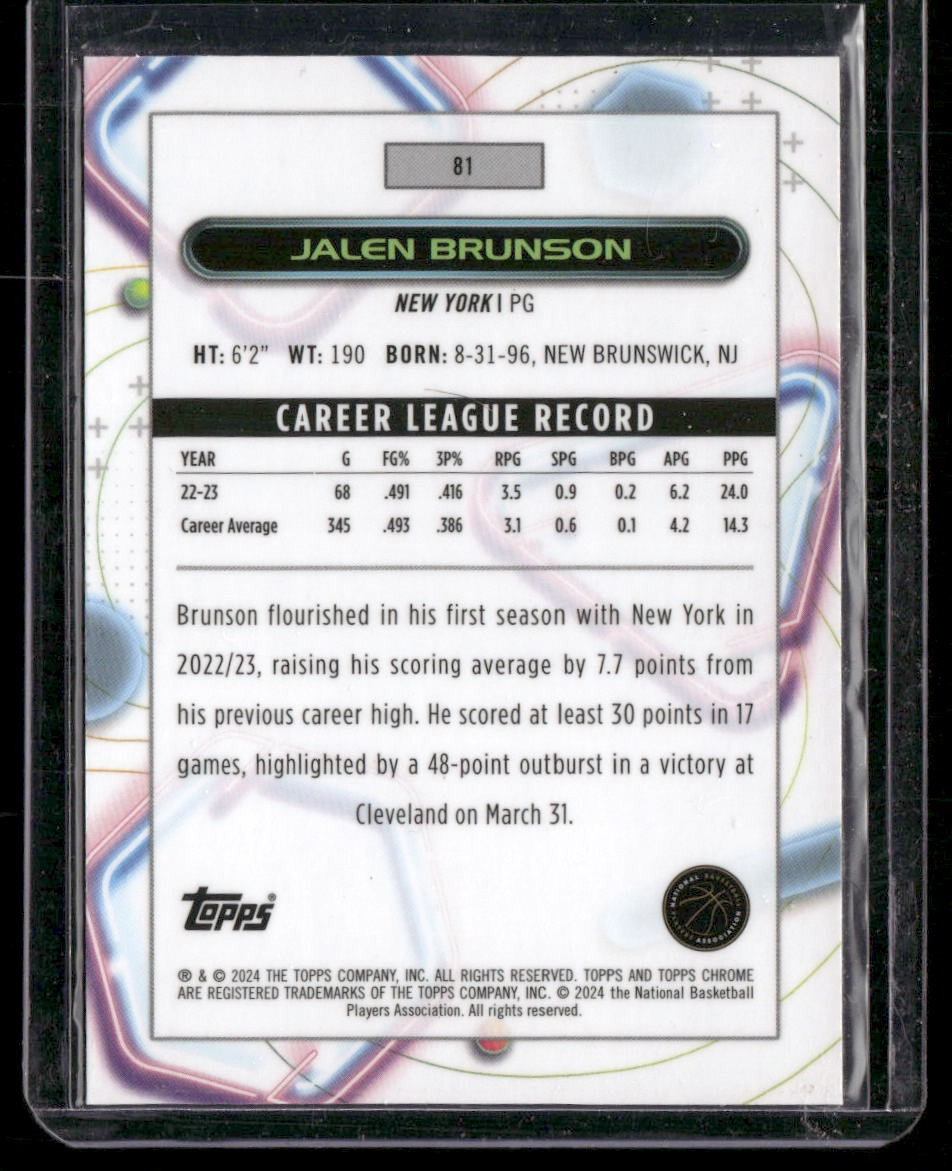 2023-24 Topps Chrome Cosmic #81 Jalen Brunson