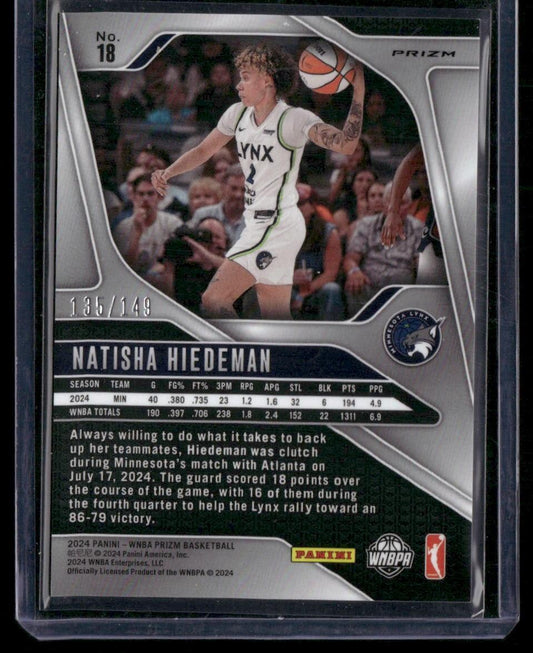 2024 Panini Prizm WNBA #18 Natisha Hiedeman Purple Prizms #/149