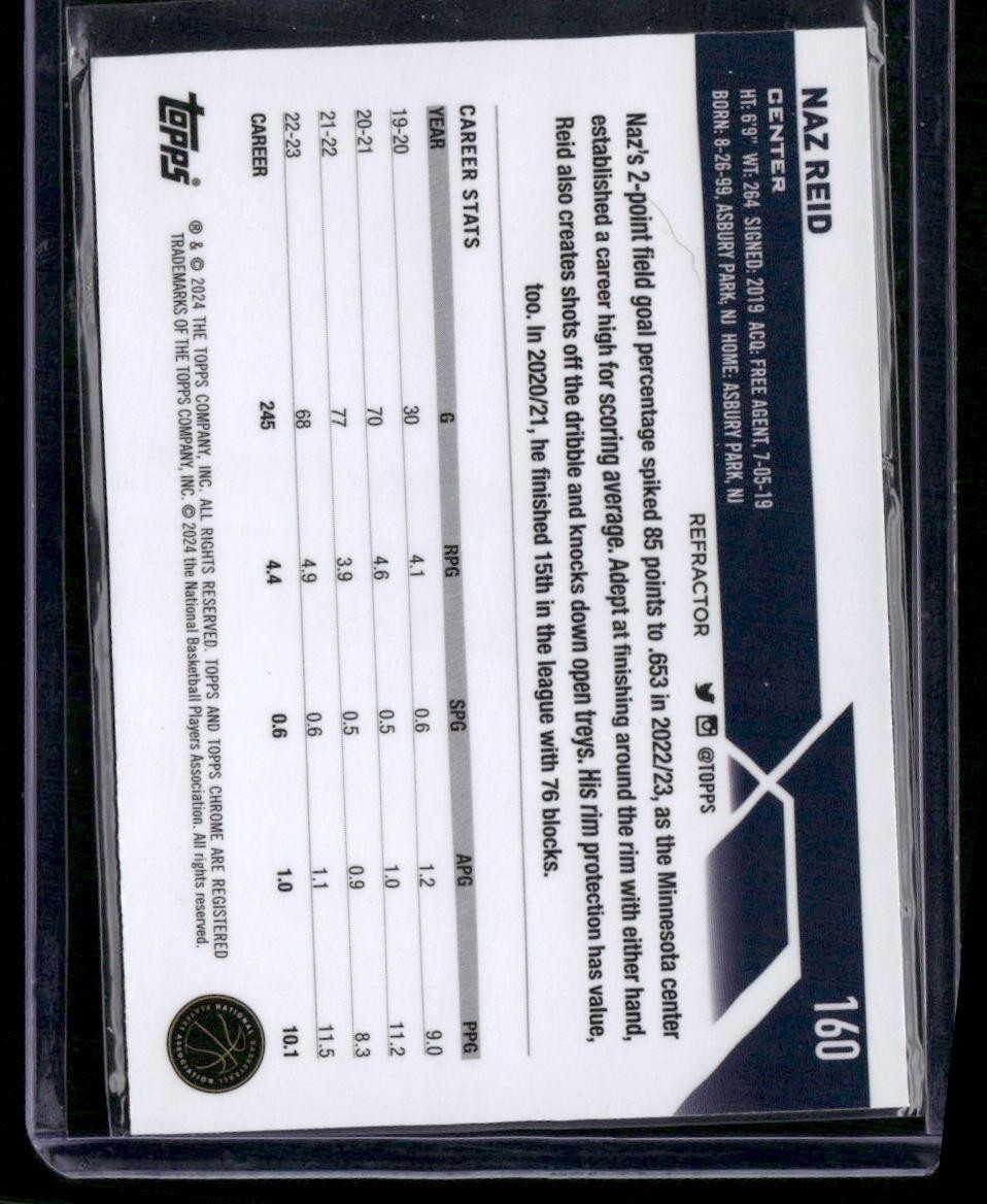 2023-24 Topps Chrome #160 Naz Reid Refractors