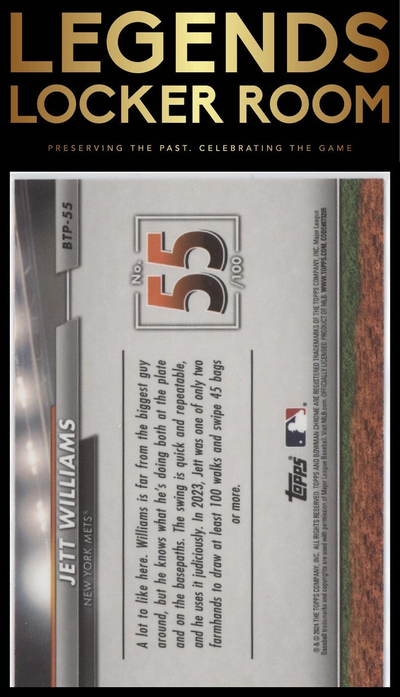 2024 Bowman Chrome #BTP-55 Jett Williams Bowman Scouts' Top 100